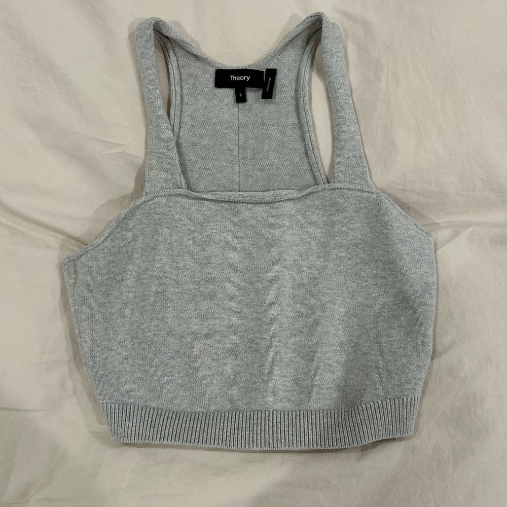 Theory Gray Knit Crop Top
